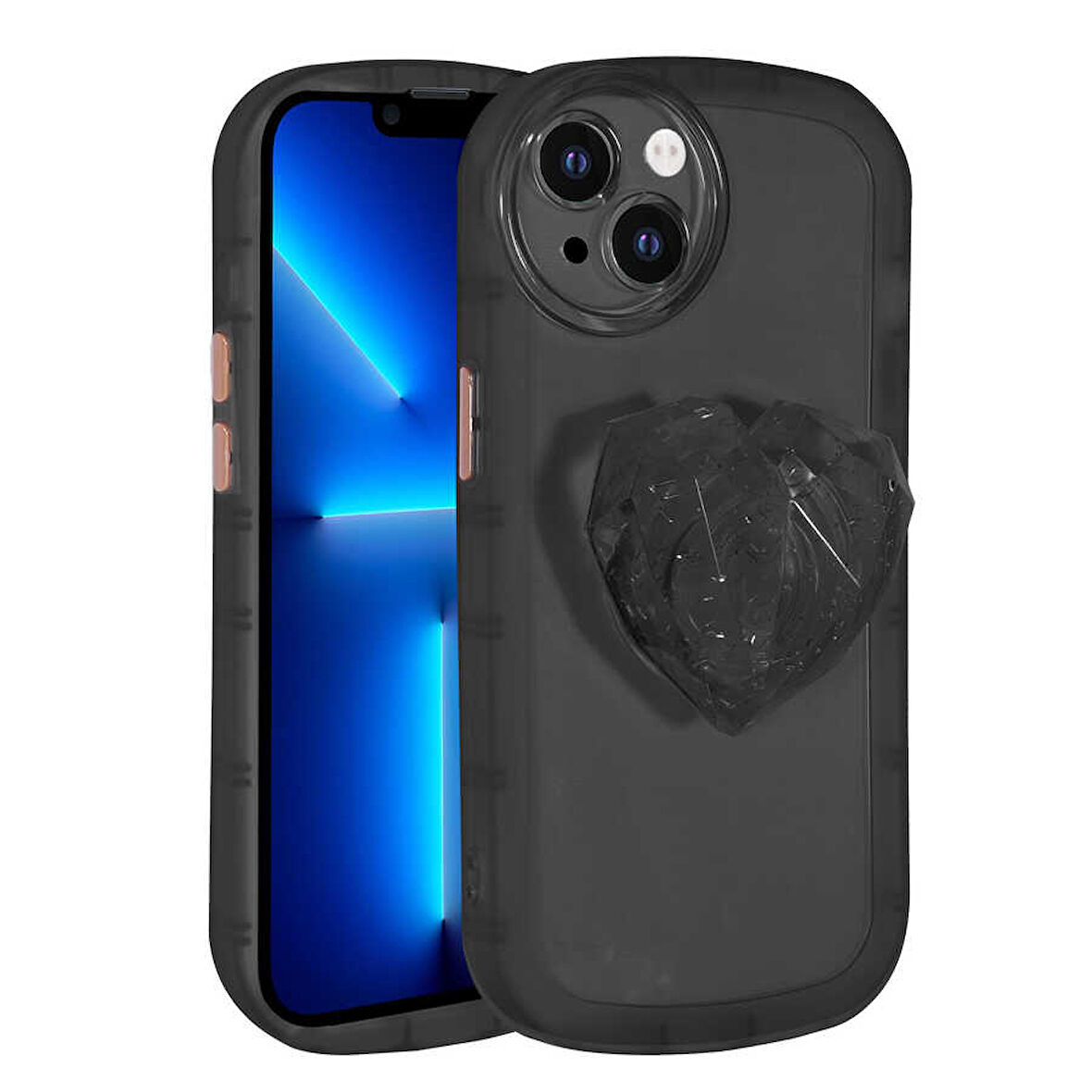 iPhone 13 Uyumlu Kamera Korumalı Pop Soketli Renkli Zore Ofro Kılıf-Siyah