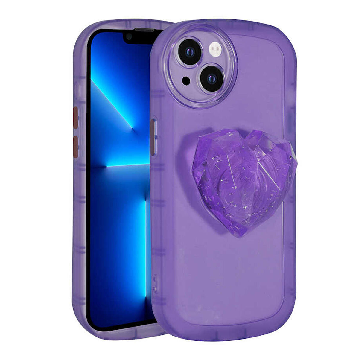 iPhone 13 Uyumlu Kamera Korumalı Pop Soketli Renkli Zore Ofro Kapak-Mor