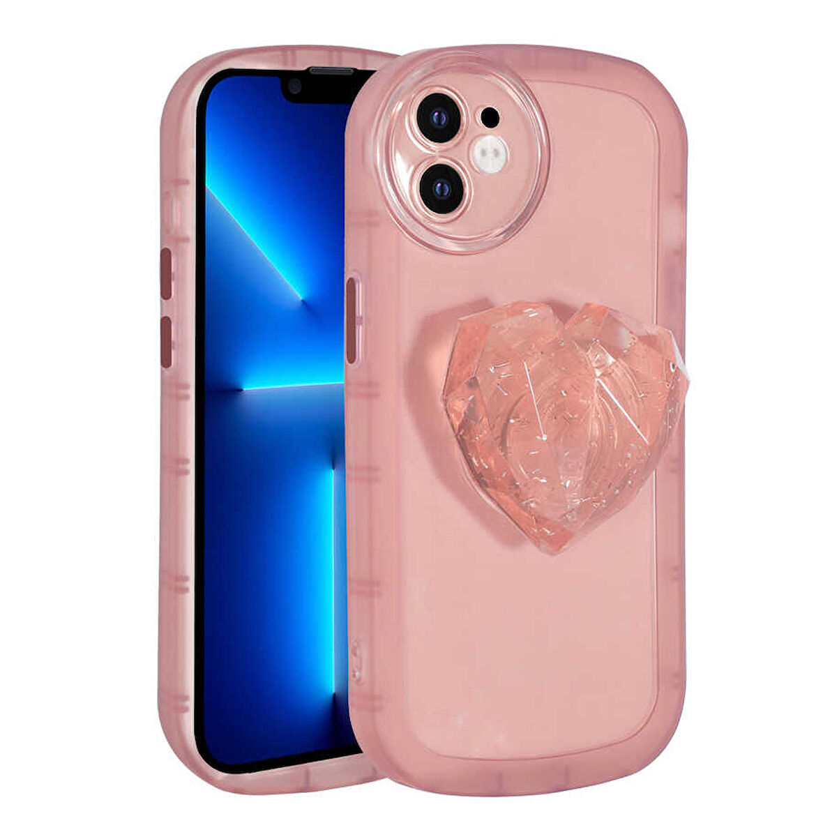 iPhone 11 Uyumlu Kamera Korumalı Pop Soketli Renkli Zore Ofro Kılıf-Pembe