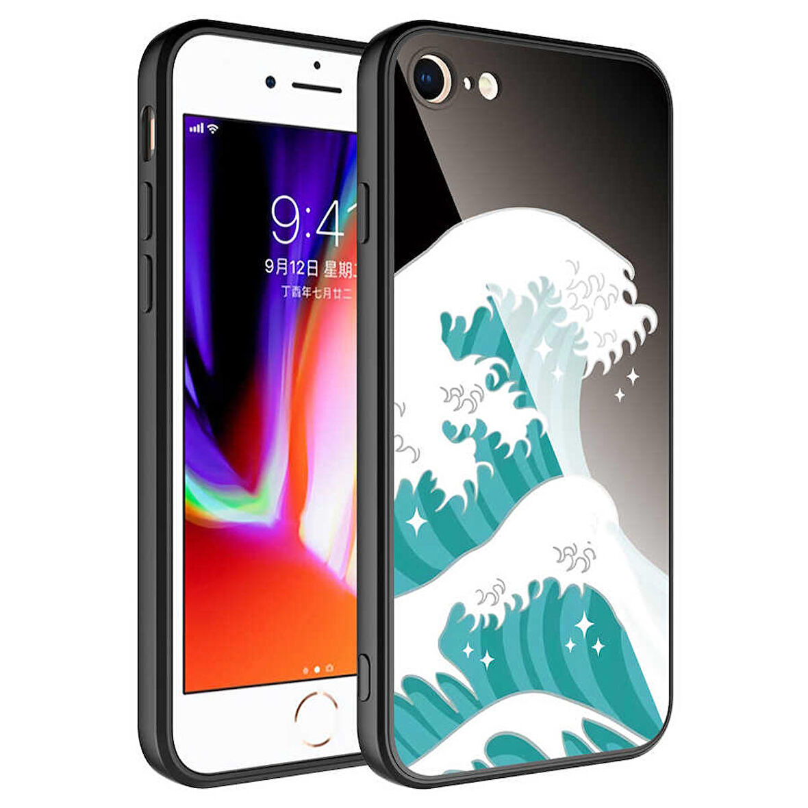 iPhone 7 Uyumlu Kamera Korumalı Desenli Sert Silikon Zore Epoksi Kapak-NO9