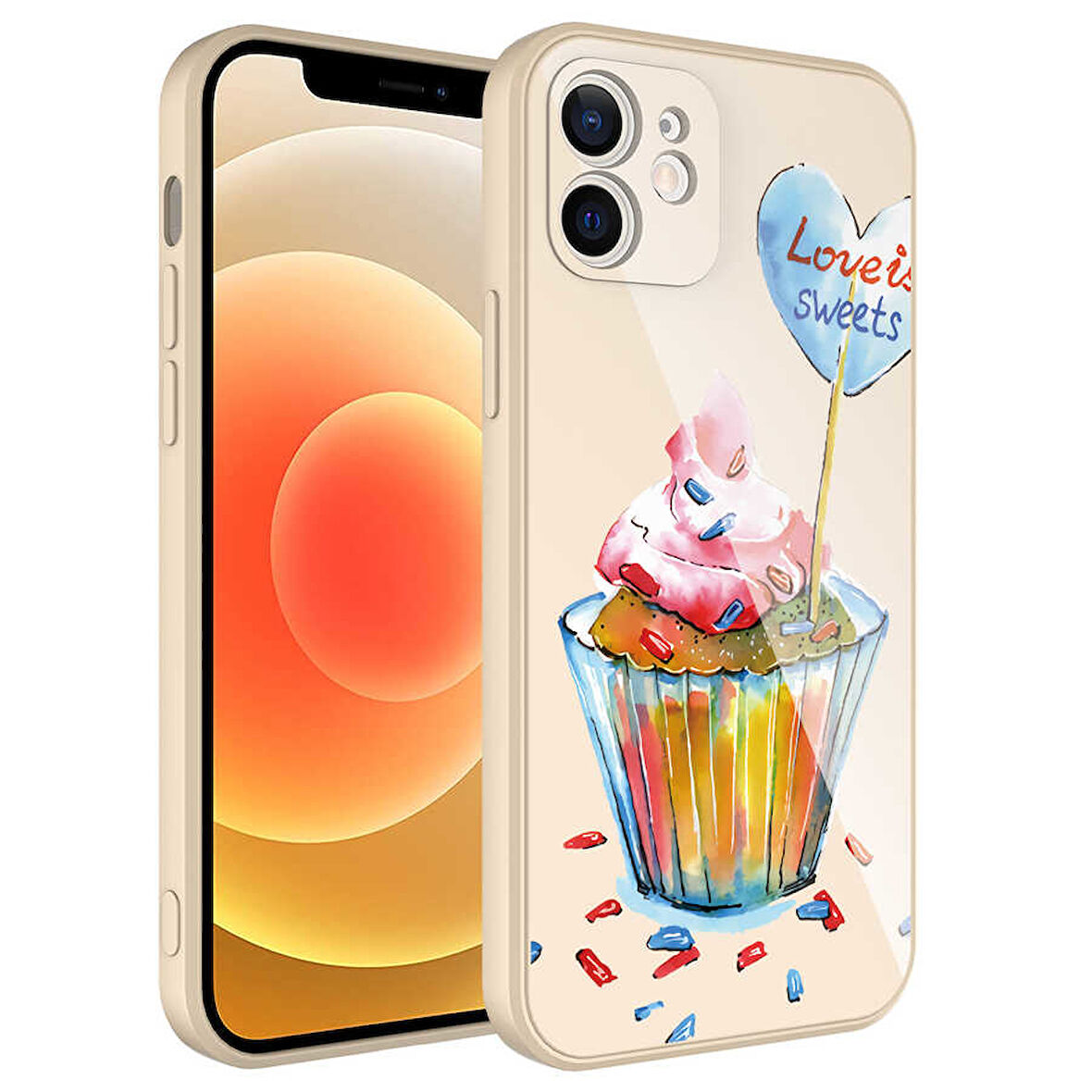 iPhone 12 Uyumlu Kamera Korumalı Desenli Sert Silikon Zore Epoksi Kılıf-NO8