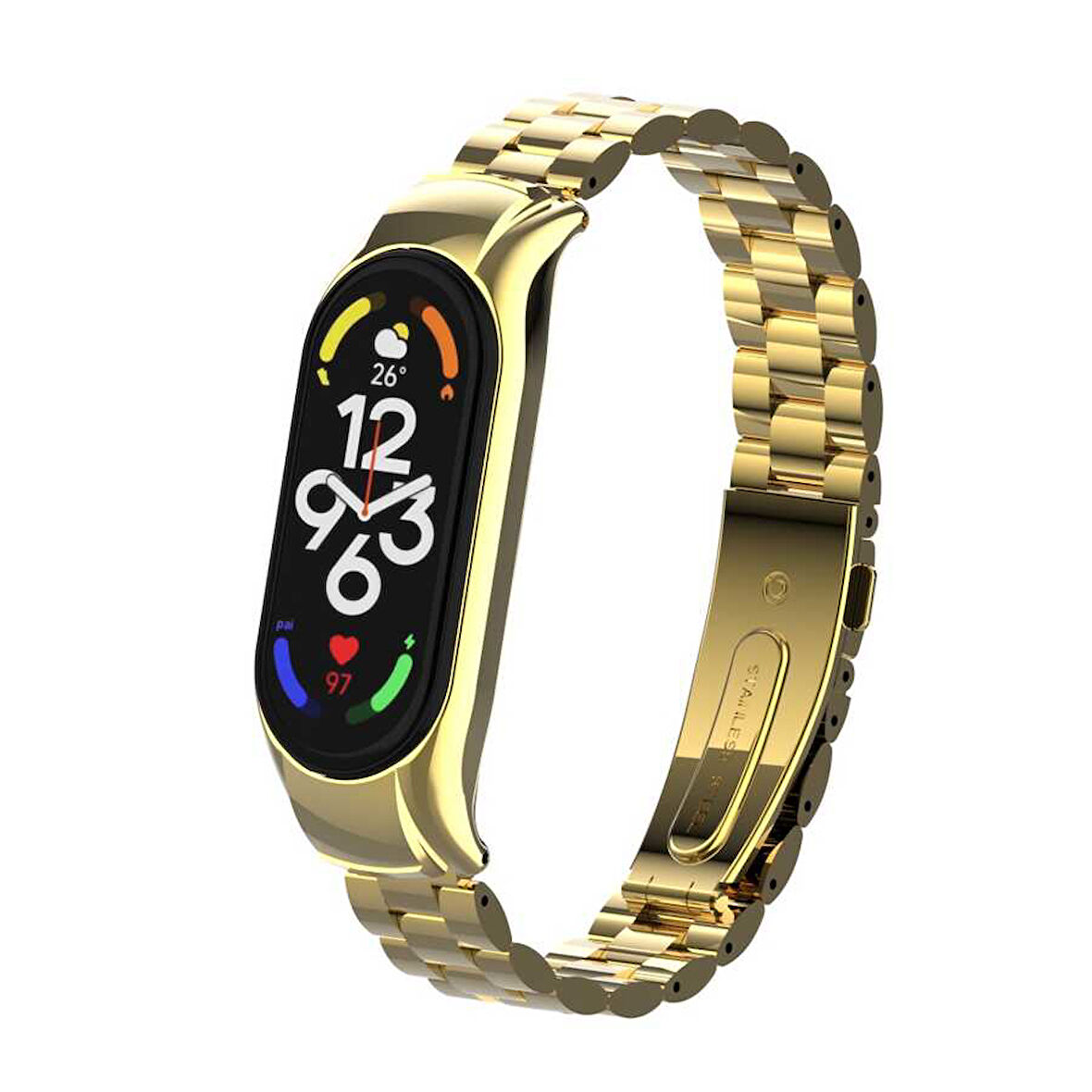 Xiaomi Mi Band 7 Uyumlu KRD-04 Metal Zore Kordon-Gold