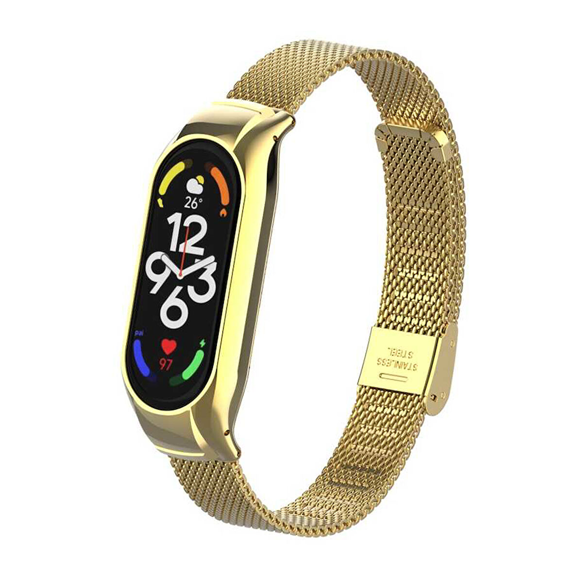 Xiaomi Mi Band 7 Uyumlu KRD-06 Metal Zore Kordon-Gold