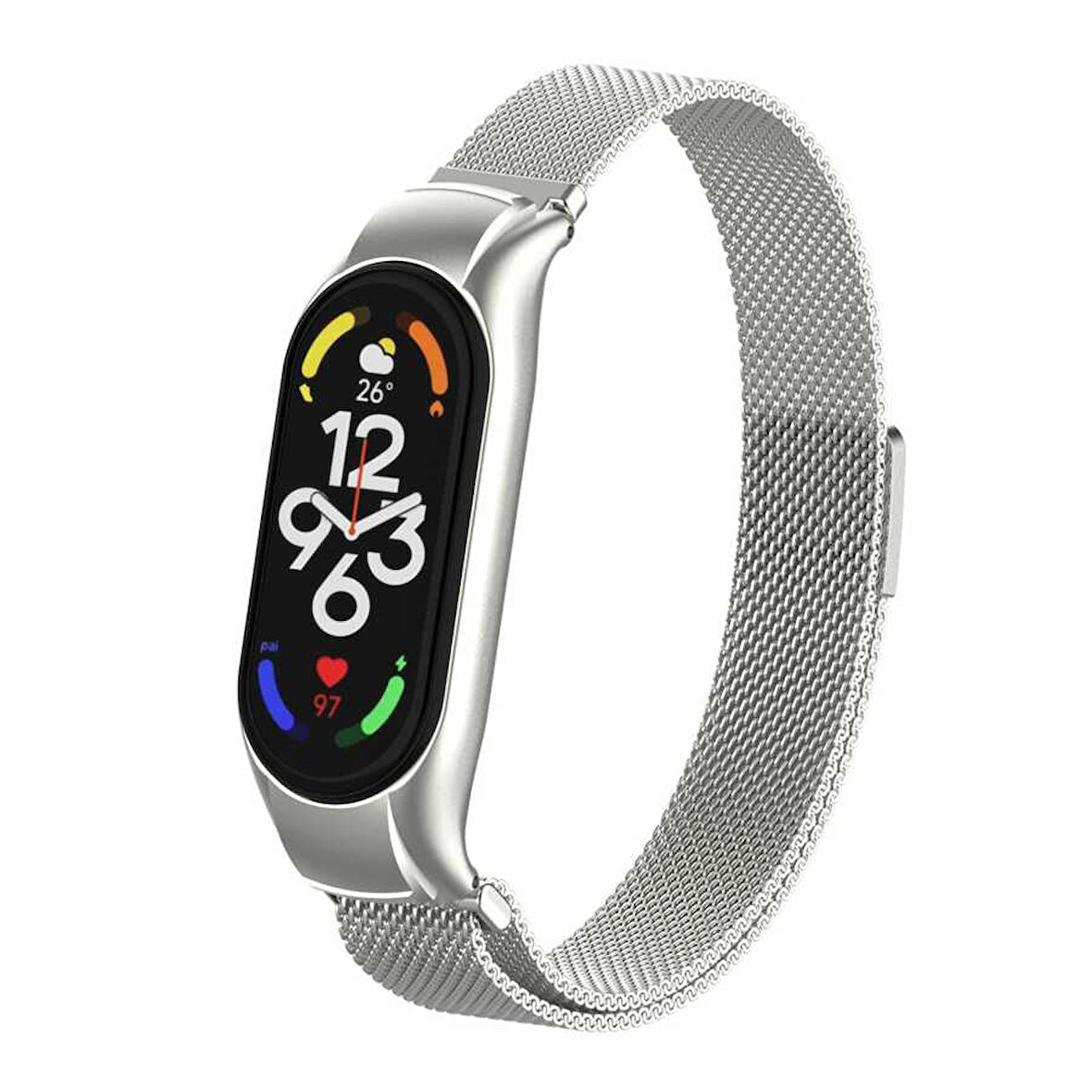 Xiaomi Mi Band 7 Uyumlu KRD-01 Metal Zore Kordon-Gümüş