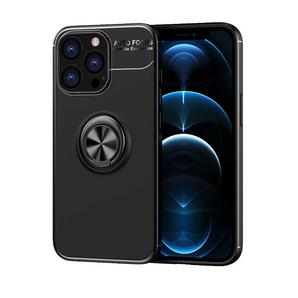 iPhone 14 Pro Uyumlu Ensueno Ravel Silikon Kapak-Siyah