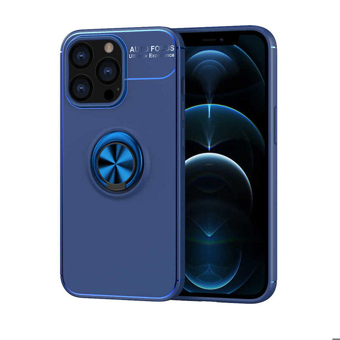 iPhone 14 Pro Uyumlu Ensueno Ravel Silikon Kapak-Mavi