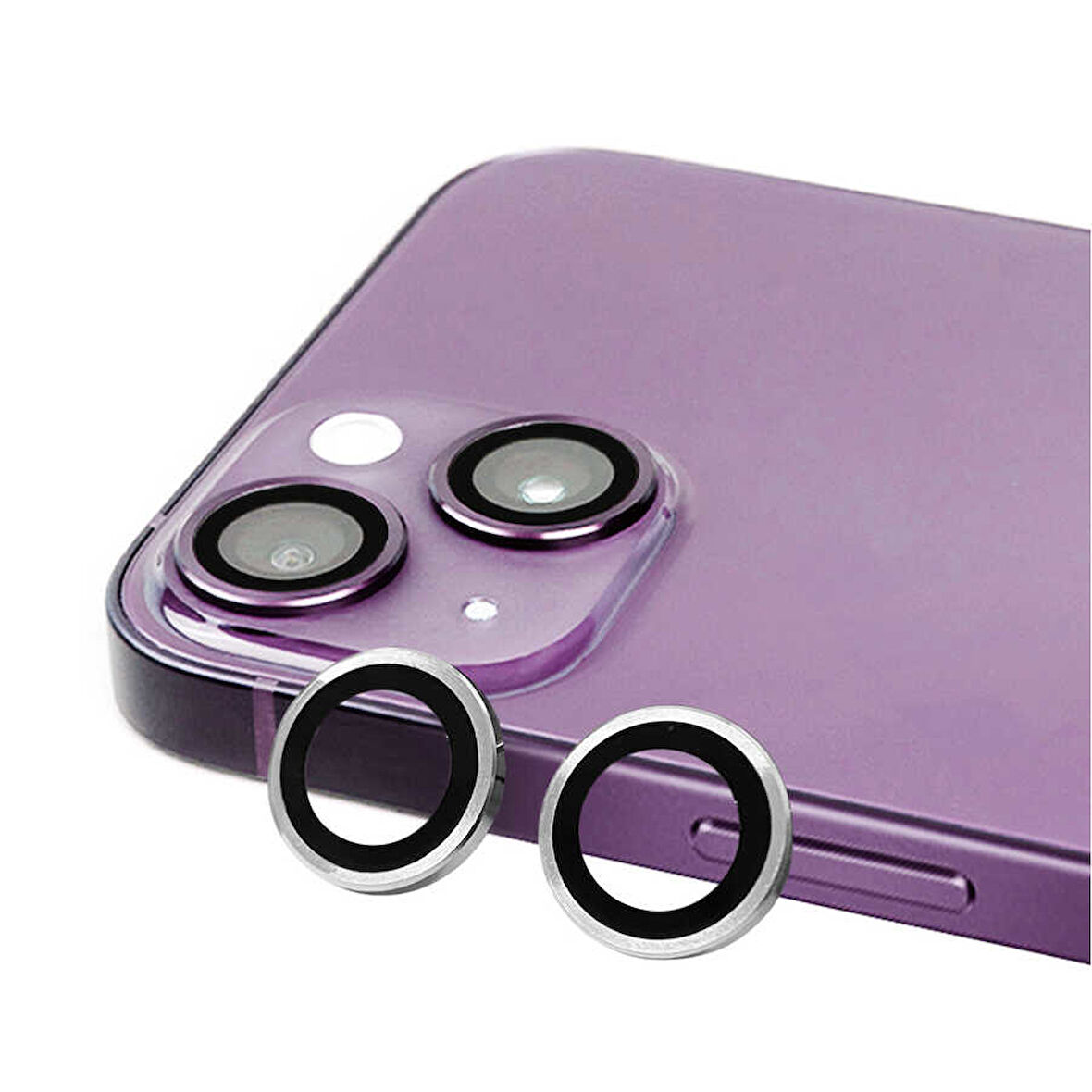 iPhone 14 Uyumlu Ensueno CL-07 Kamera Lens Koruyucu-Gümüş