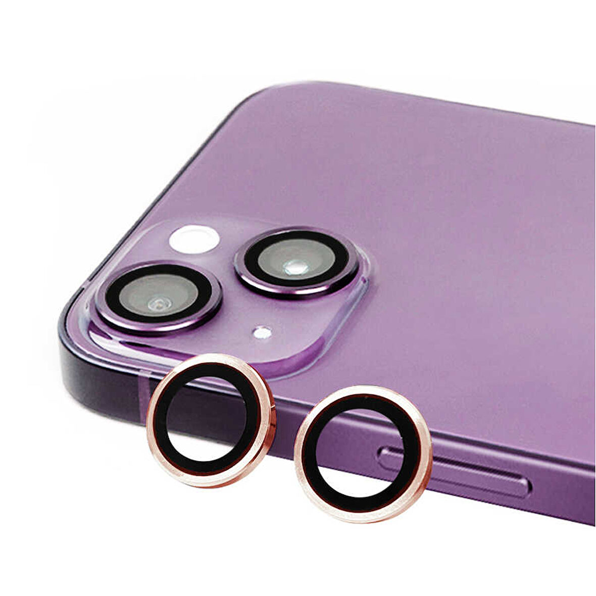iPhone 14 Plus Uyumlu Ensueno CL-07 Kamera Lens Koruyucu-Rose Gold