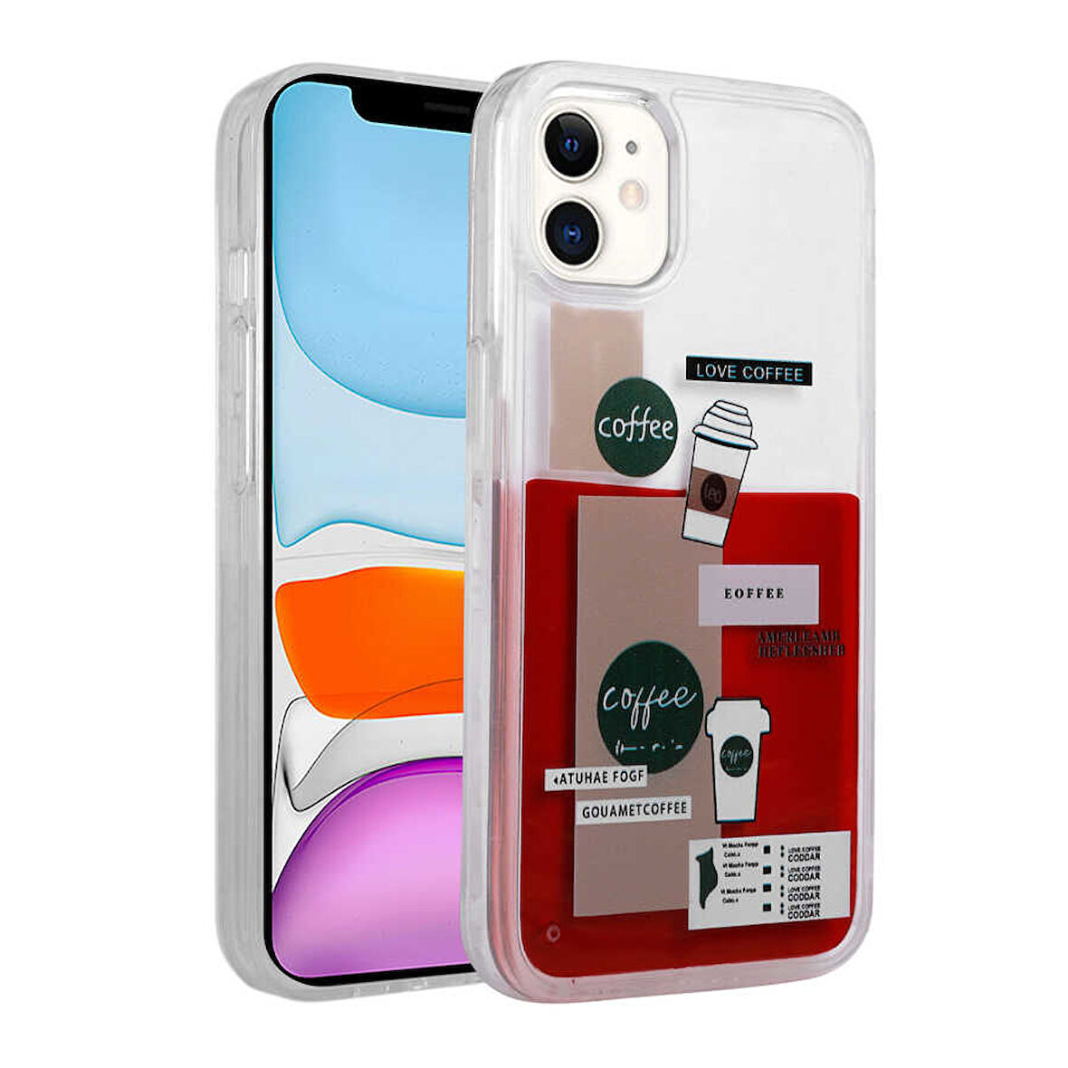 iPhone 11 Uyumlu Desenli Sıvılı Zore Drink Silikon Kılıf-NO1