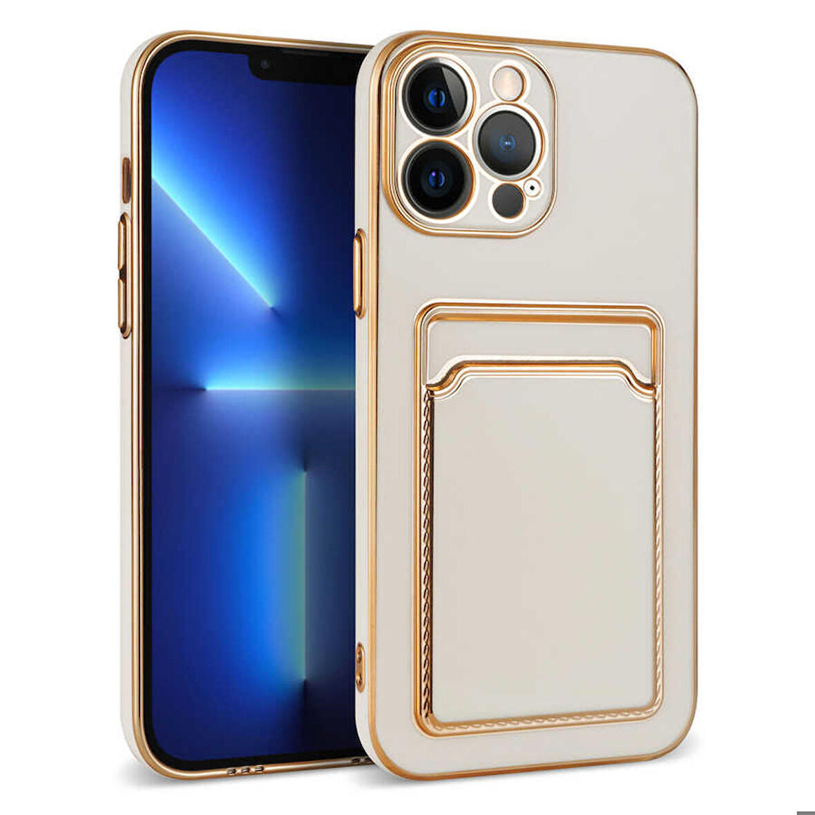 iPhone 12 Pro Uyumlu Zore Bark Kartlıklı Kapak-Beyaz