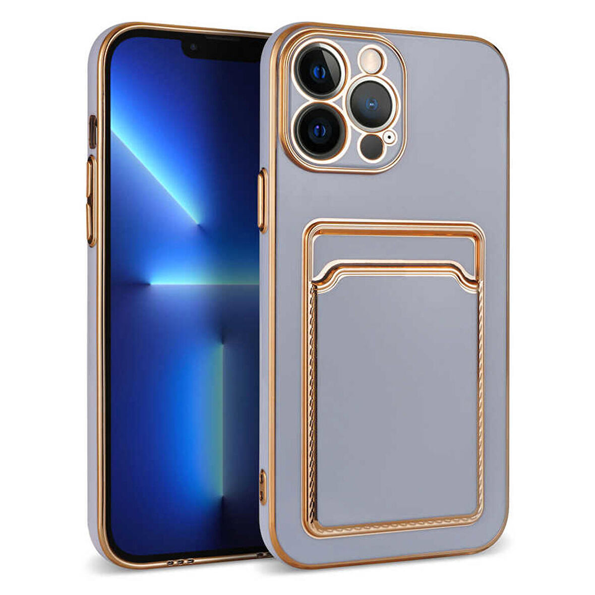 iPhone 13 Pro Max Uyumlu Zore Bark Kartlıklı Kapak-Lila