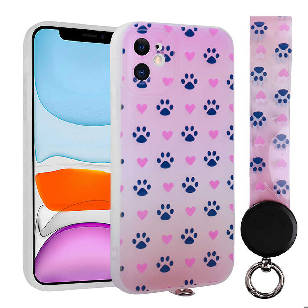 iPhone 11 Uyumlu Desenli El Askılı İpli Zore Arte Silikon Kapak-NO1