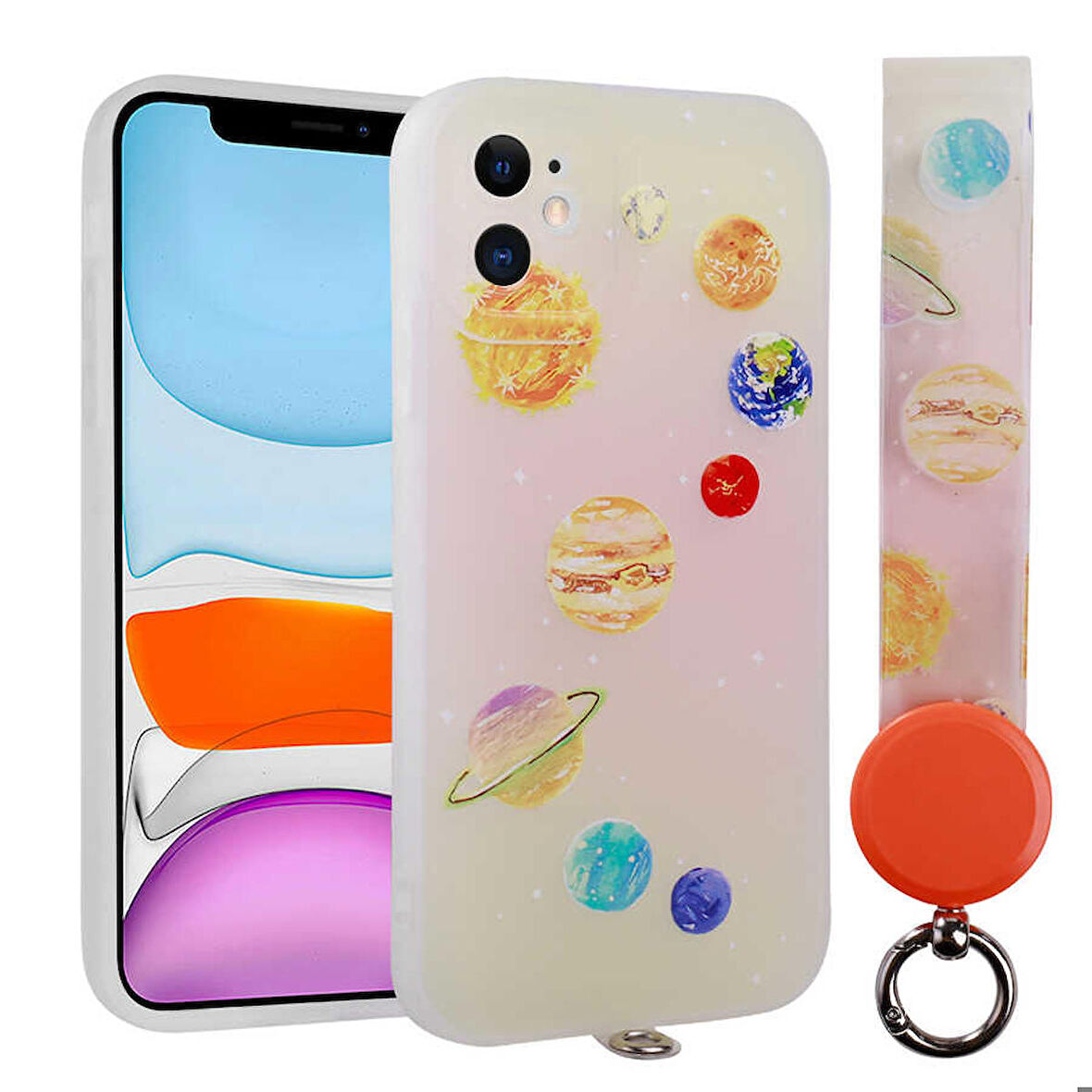 iPhone 11 Uyumlu Desenli El Askılı İpli Zore Arte Silikon Kapak-NO5
