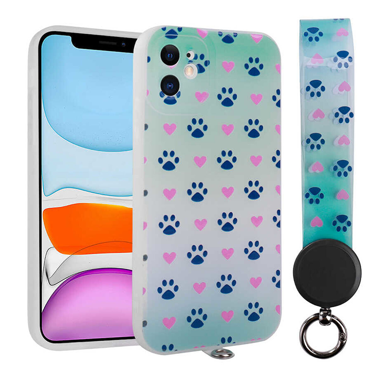 iPhone 11 Uyumlu Desenli El Askılı İpli Zore Arte Silikon Kılıf-NO10