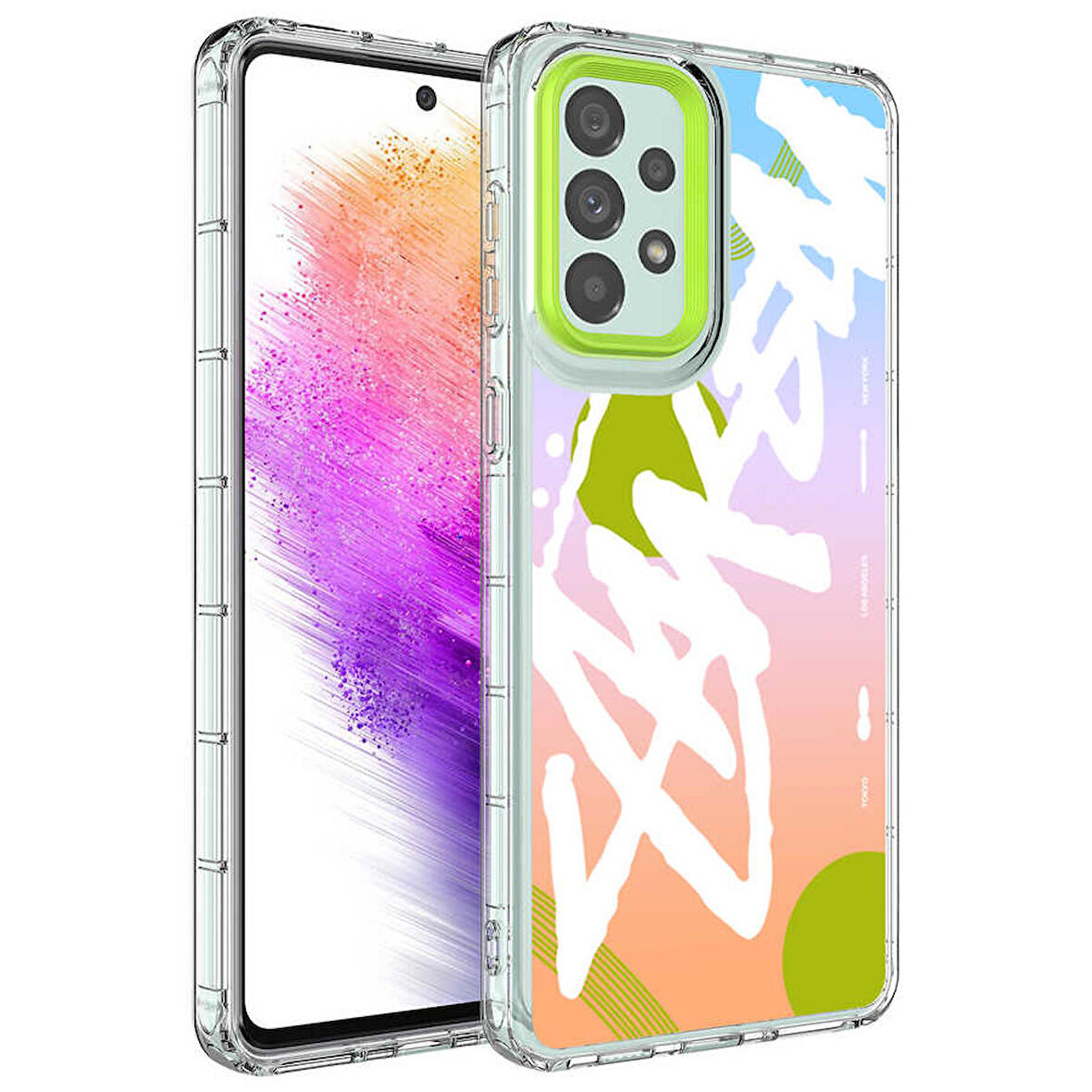 Galaxy A13 4G Uyumlu Kamera Korumalı Renkli Desenli Sert Silikon Zore Korn Kapak-NO2