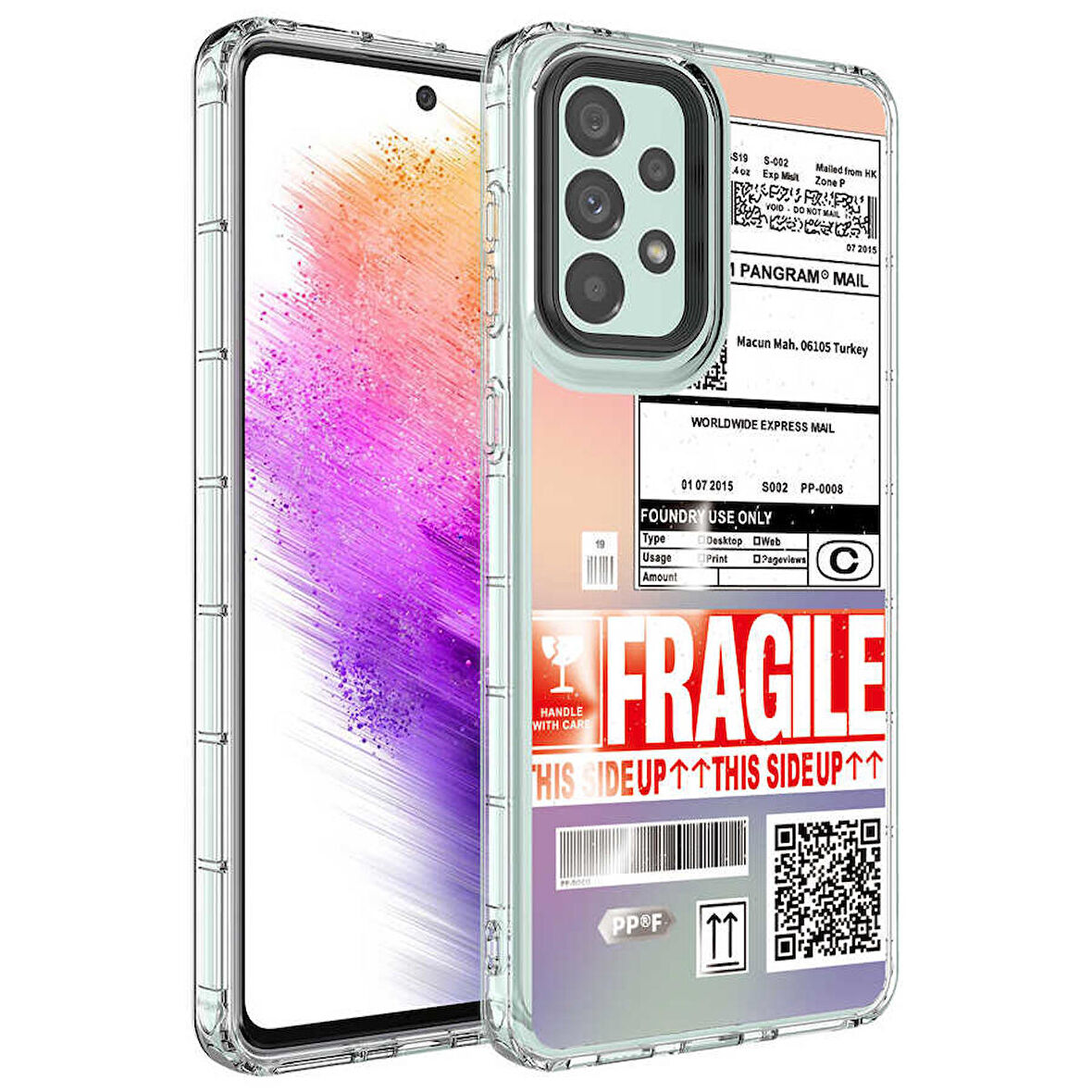 Galaxy A13 4G Uyumlu Kamera Korumalı Renkli Desenli Sert Silikon Zore Korn Kapak-NO5