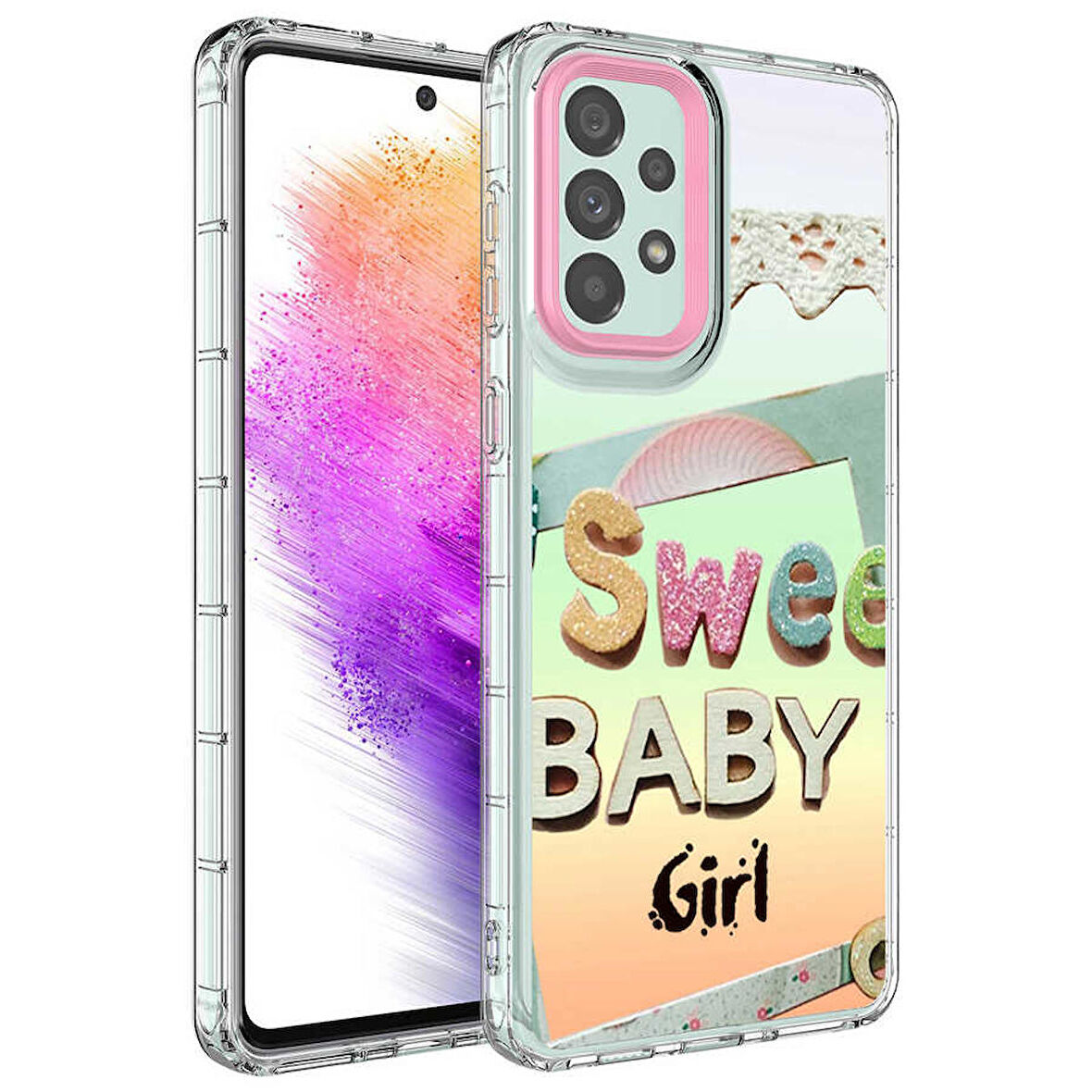 Galaxy A33 5G Uyumlu Kamera Korumalı Renkli Desenli Sert Silikon Zore Korn Kapak-NO10
