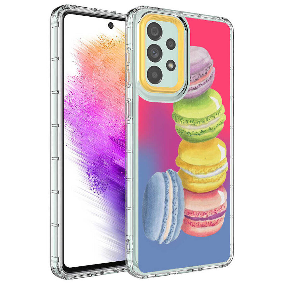 Galaxy A53 5G Uyumlu Kamera Korumalı Renkli Desenli Sert Silikon Zore Korn Kapak-NO12