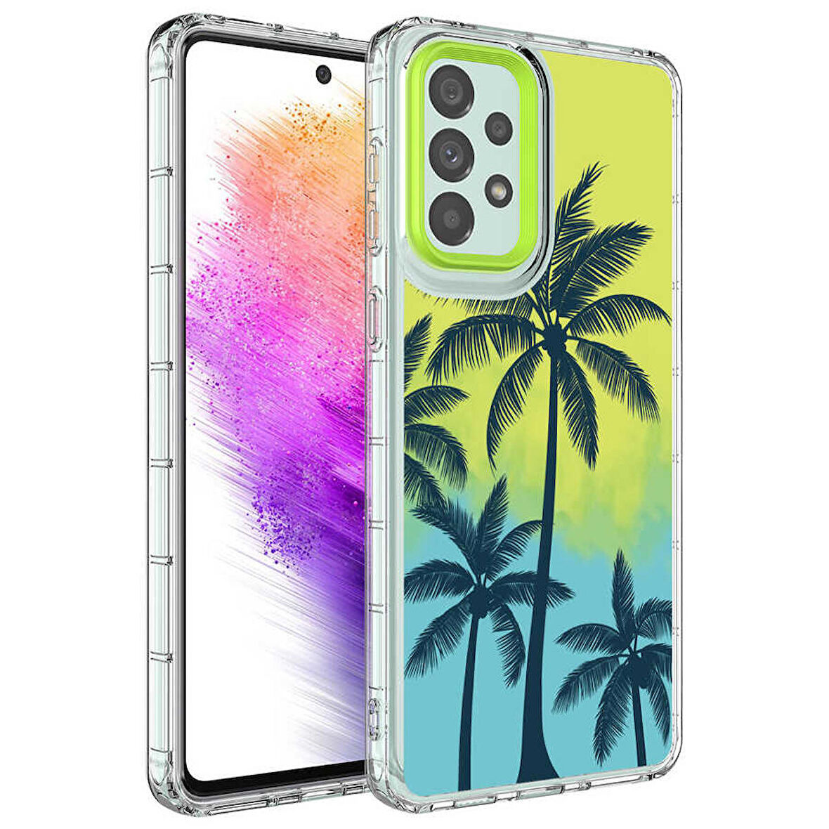 Galaxy A73 Uyumlu Kamera Korumalı Renkli Desenli Sert Silikon Zore Korn Kapak-NO8