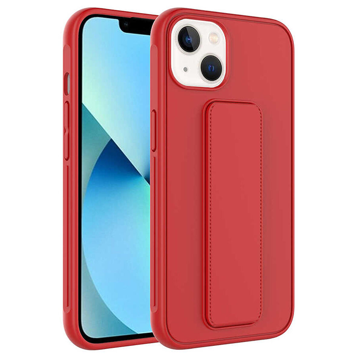 iPhone 14 Plus Uyumlu Zore Qstand Kapak-Kırmızı