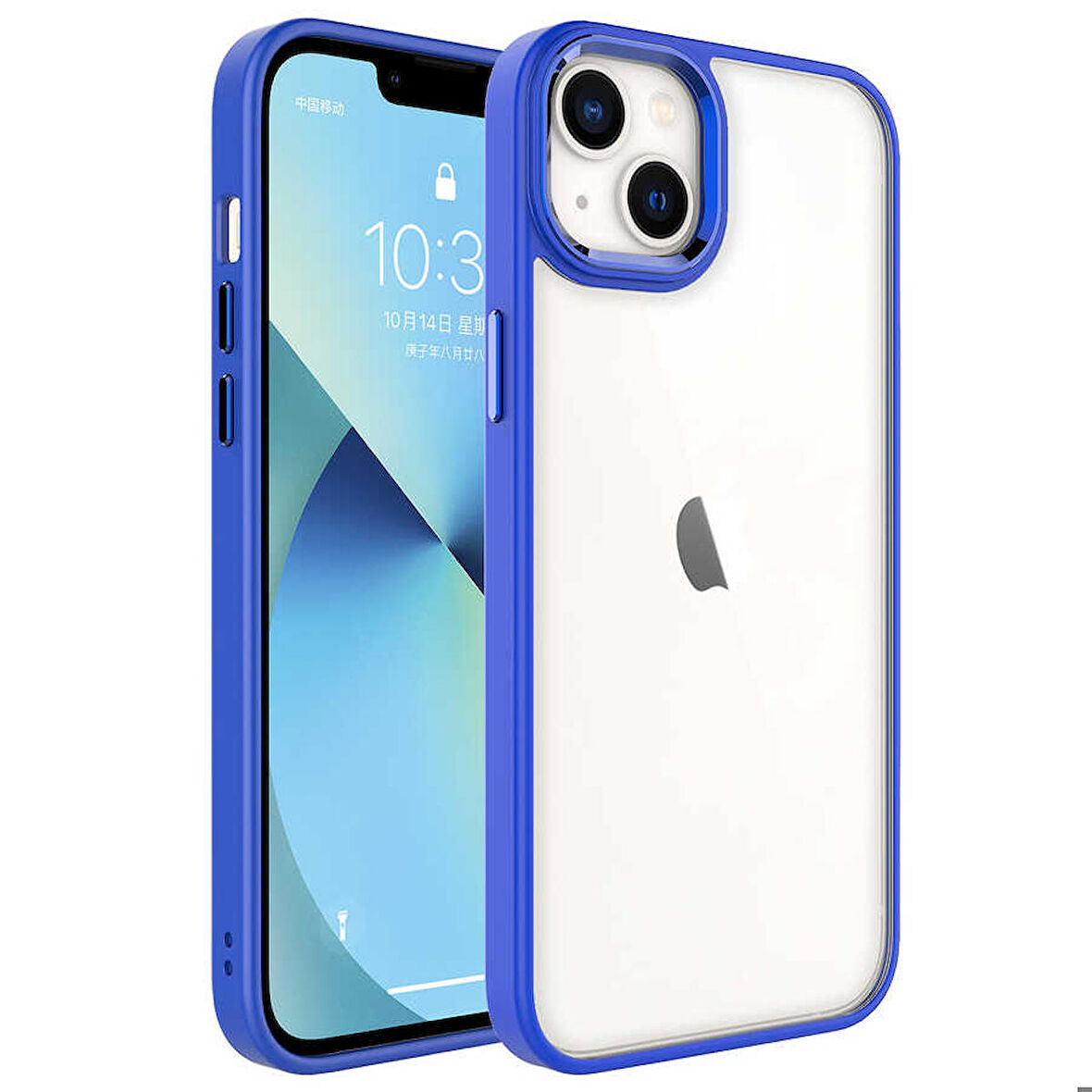 iPhone 14 Uyumlu Zore Krom Kapak-Lacivert
