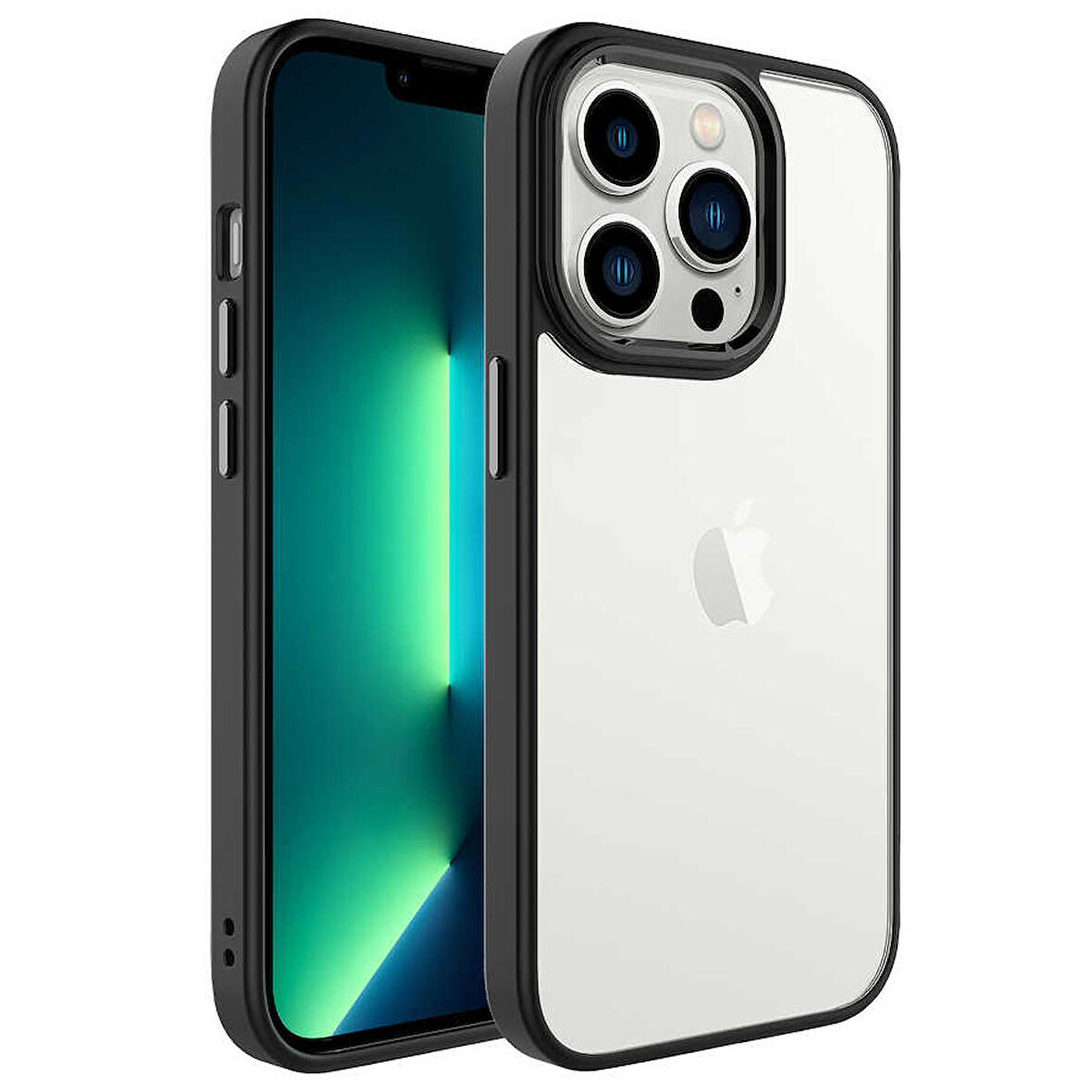 iPhone 14 Pro Uyumlu Zore Krom Kapak-Siyah
