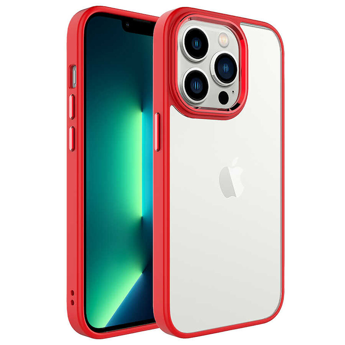 iPhone 14 Pro Uyumlu Zore Krom Kılıf-Kırmızı