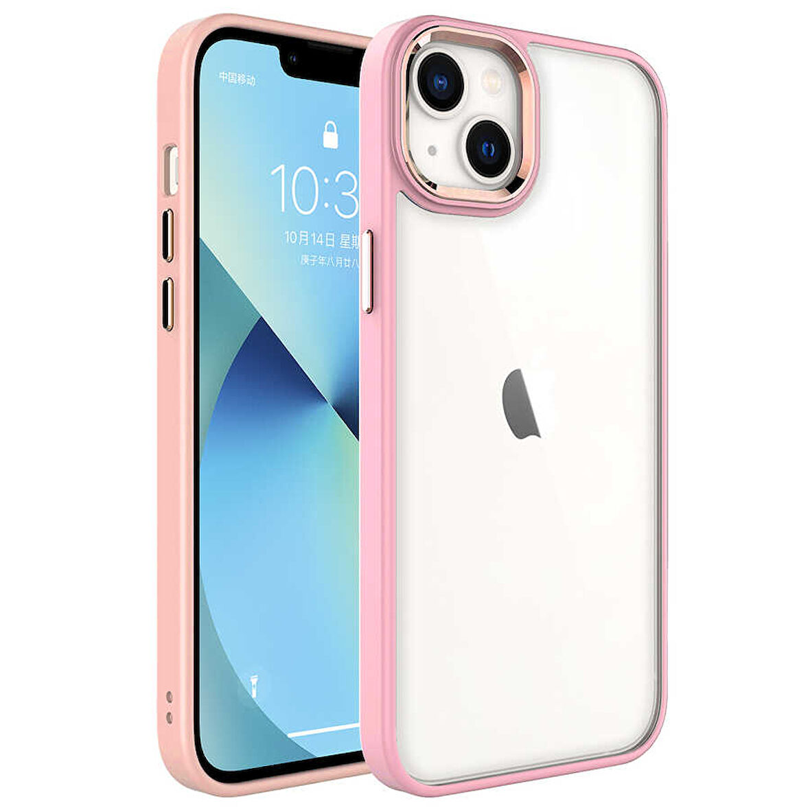 iPhone 14 Plus Uyumlu Zore Krom Kılıf-Pembe Açık
