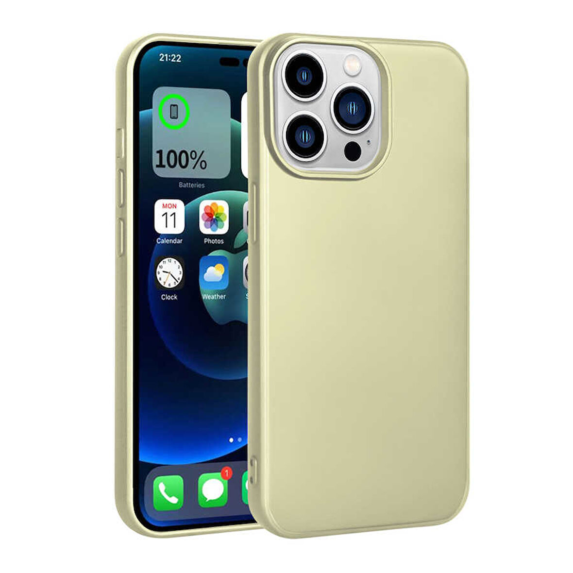 iPhone 14 Pro Max Uyumlu Zore Premier Silikon Kılıf-Gold