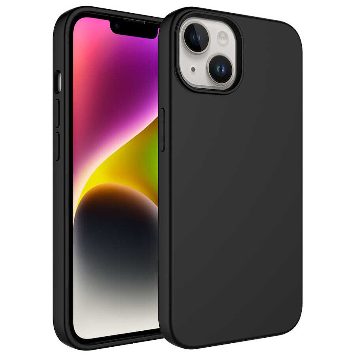 iPhone 14 Uyumlu Sıvı Teknolojili Silinebilir Sert Zore Kivi Kılıf-Siyah