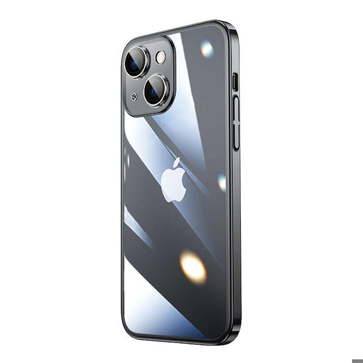 iPhone 14 Uyumlu Sert PC Renkli Çerçeveli Zore Riksos Kapak-Siyah