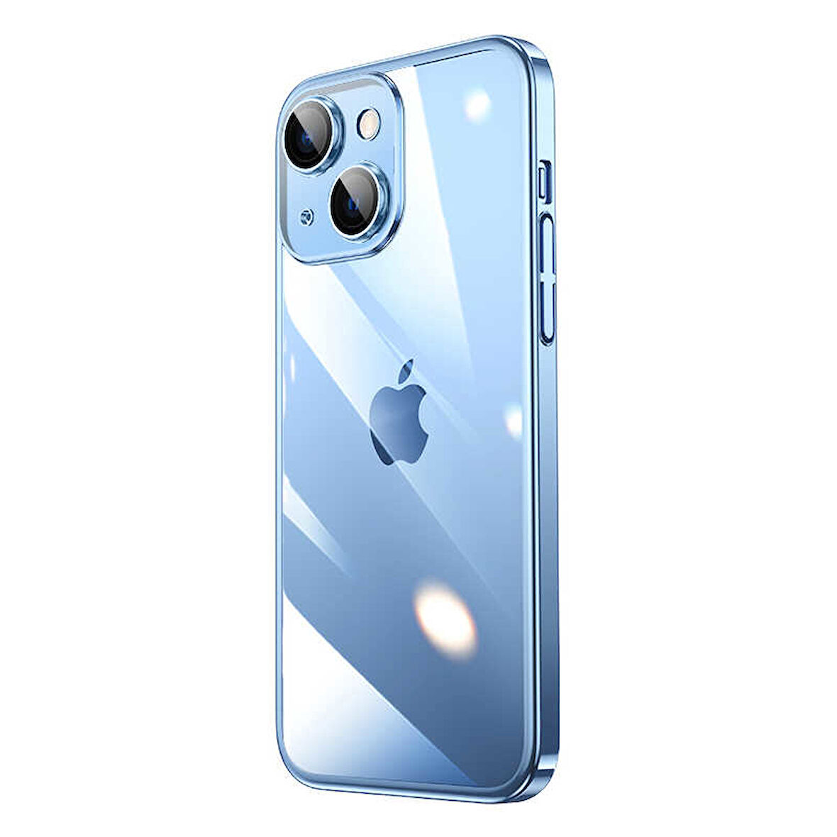 iPhone 14 Uyumlu Sert PC Renkli Çerçeveli Zore Riksos Kılıf-Mavi