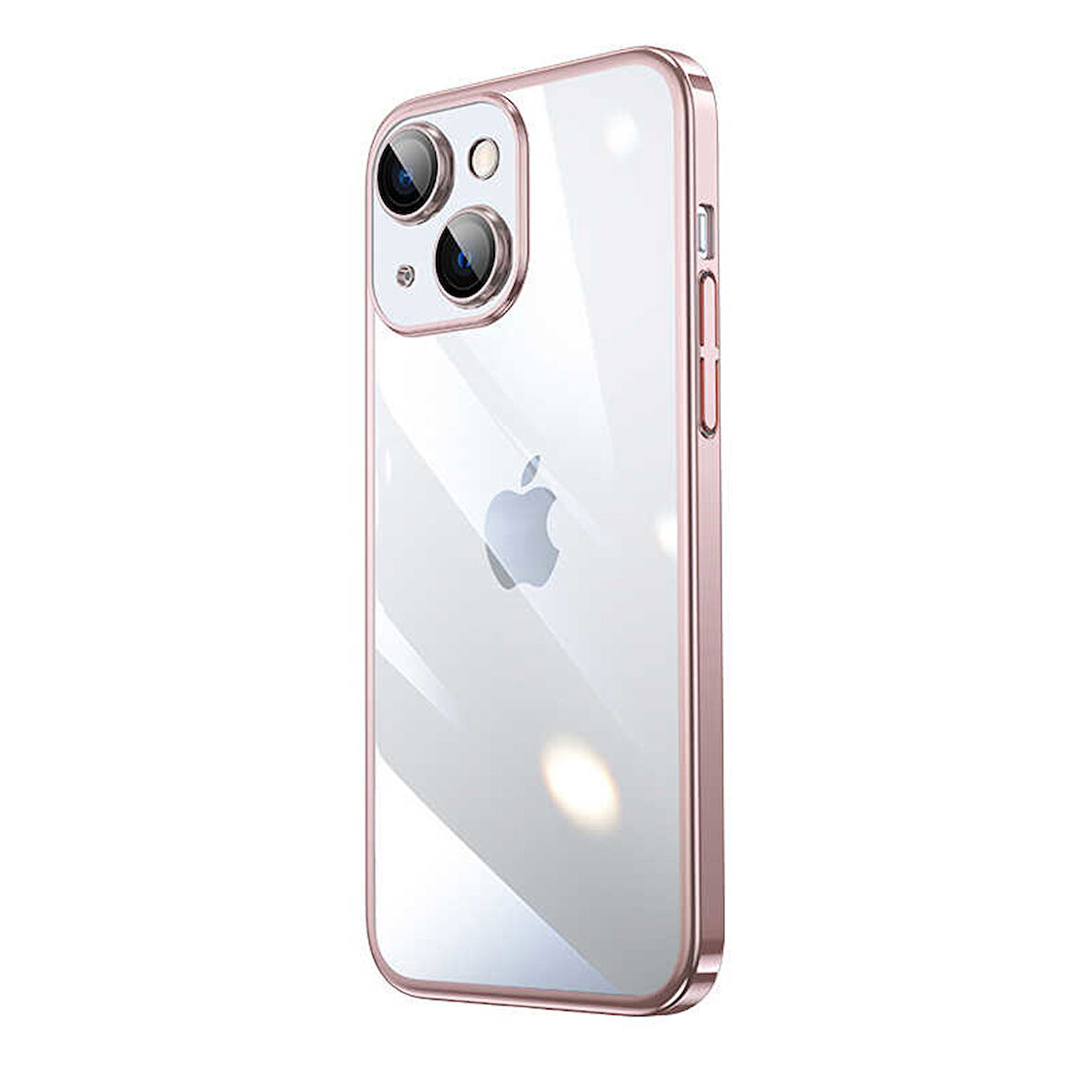 iPhone 14 Uyumlu Sert PC Renkli Çerçeveli Zore Riksos Kılıf-Rose Gold