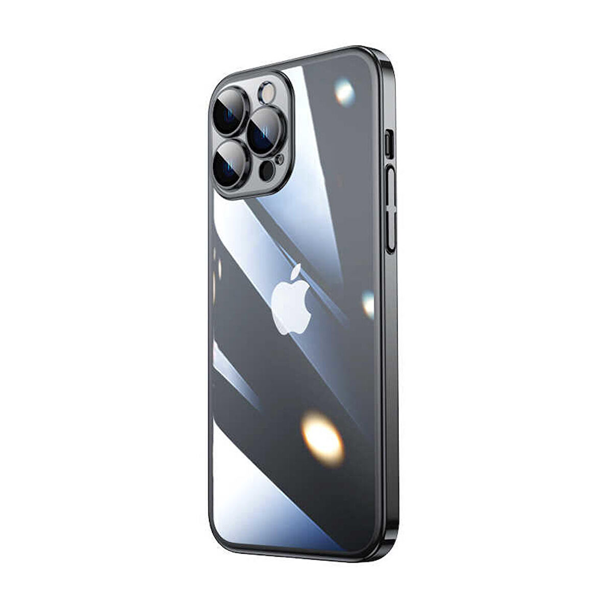 iPhone 14 Pro Max Uyumlu Sert PC Renkli Çerçeveli Zore Riksos Kapak-Siyah