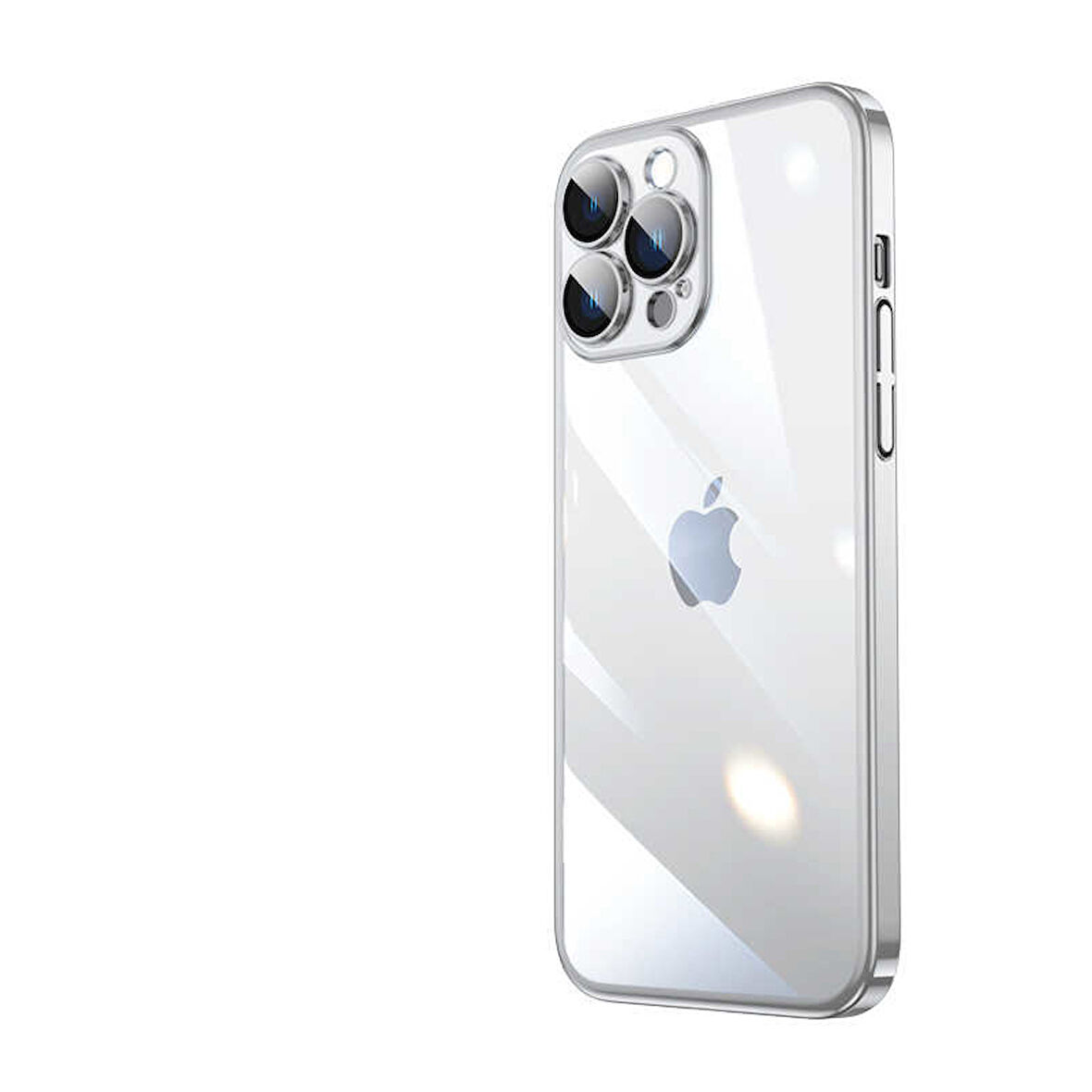 iPhone 13 Pro Uyumlu Sert PC Renkli Çerçeveli Zore Riksos Kılıf-Gümüş