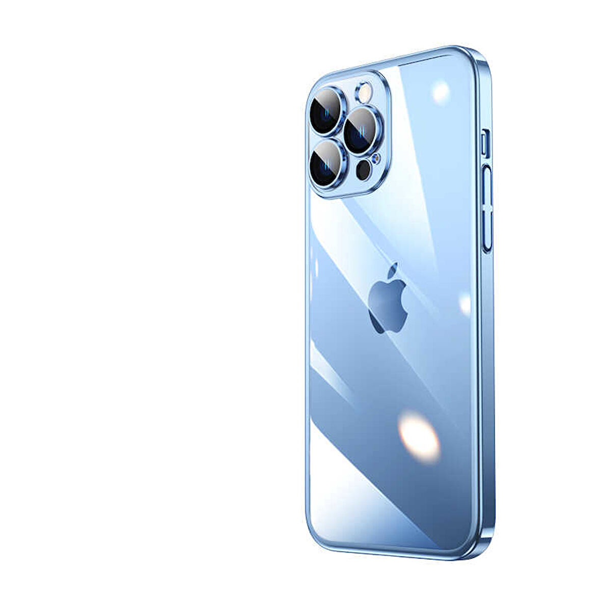 iPhone 13 Pro Uyumlu Sert PC Renkli Çerçeveli Zore Riksos Kılıf-Mavi