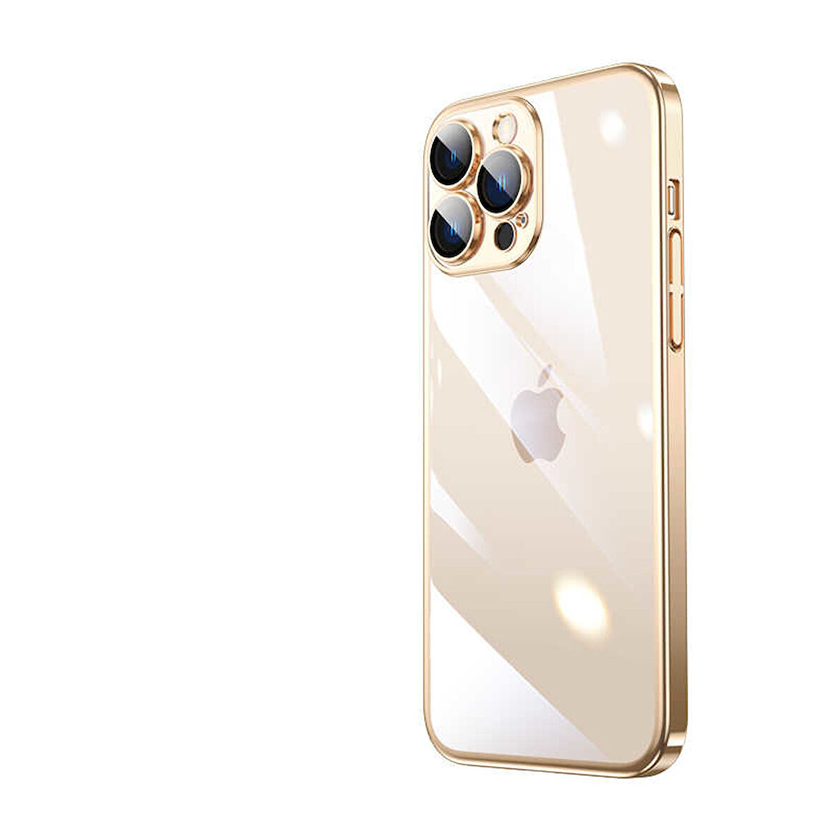 iPhone 13 Pro Uyumlu Sert PC Renkli Çerçeveli Zore Riksos Kılıf-Gold