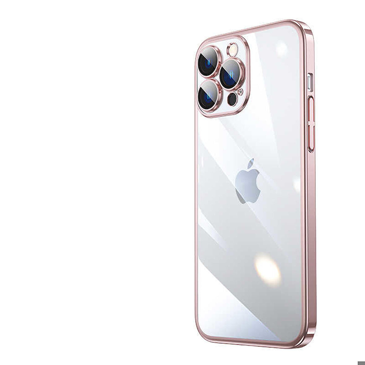 iPhone 13 Pro Uyumlu Sert PC Renkli Çerçeveli Zore Riksos Kapak-Rose Gold