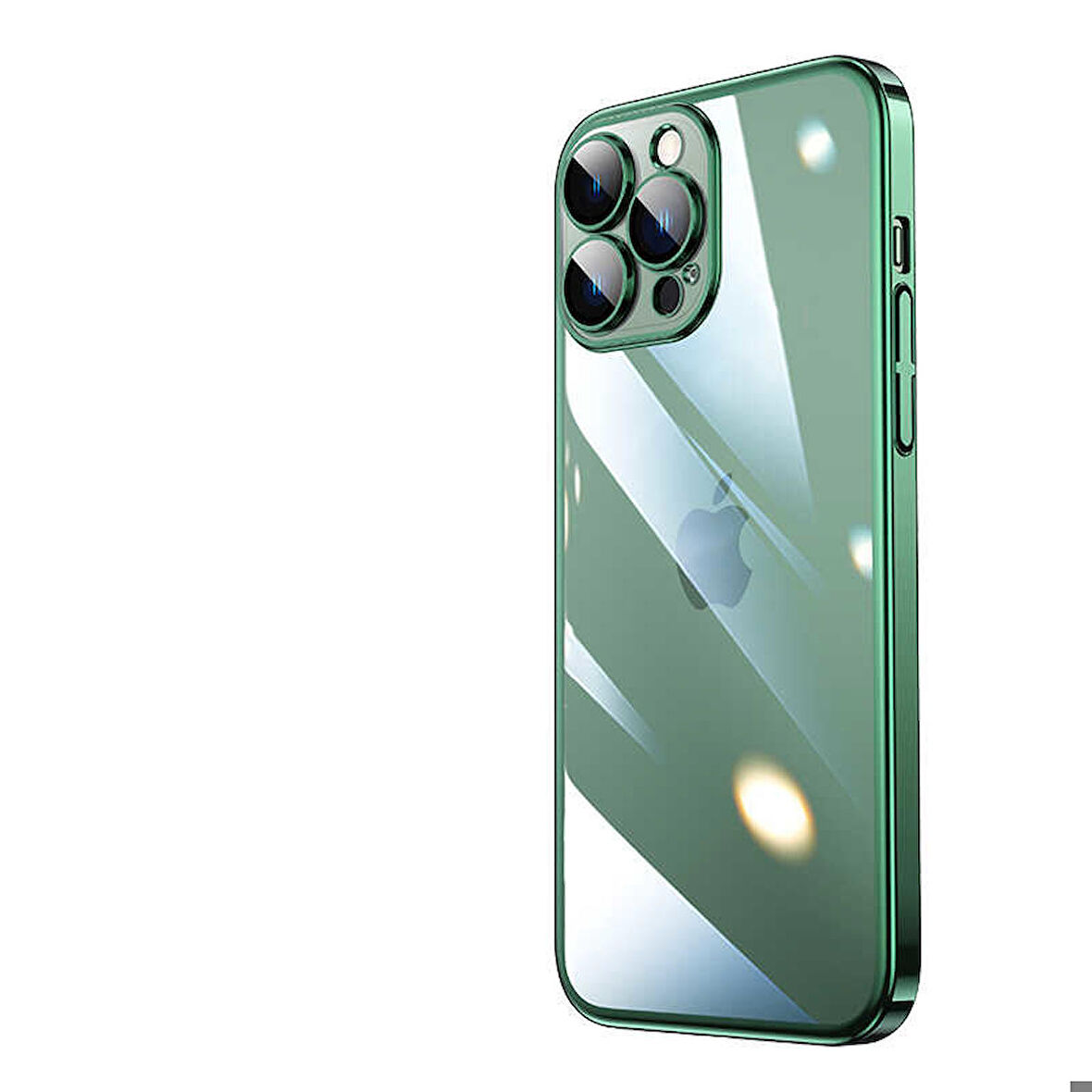 iPhone 13 Pro Uyumlu Sert PC Renkli Çerçeveli Zore Riksos Kapak-Koyu Yeşil