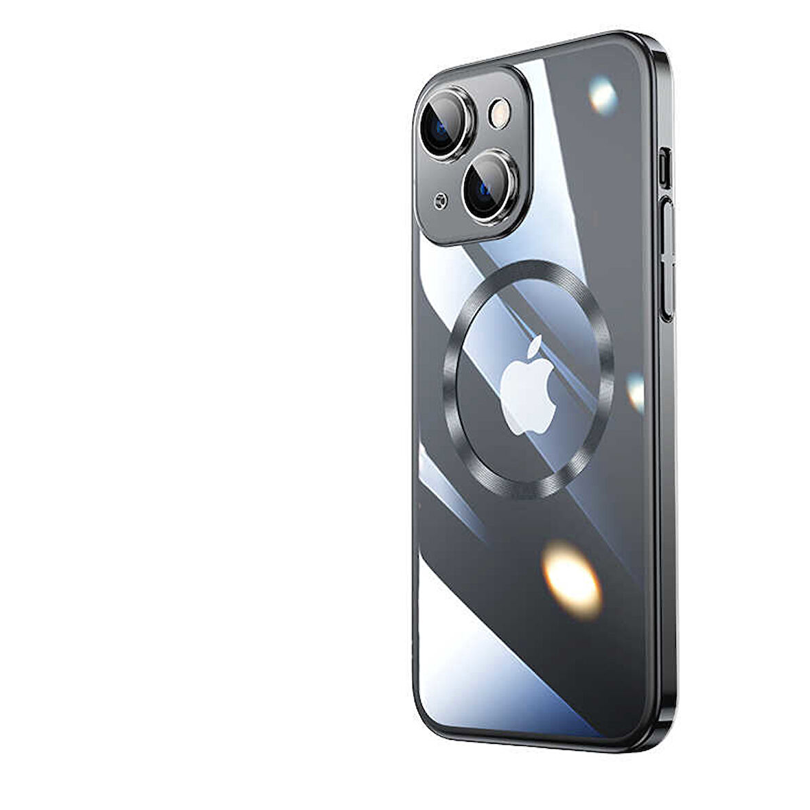 iPhone 14 Uyumlu Wireless Şarj Özellikli Sert PC Zore Riksos Magsafe Kılıf-Siyah