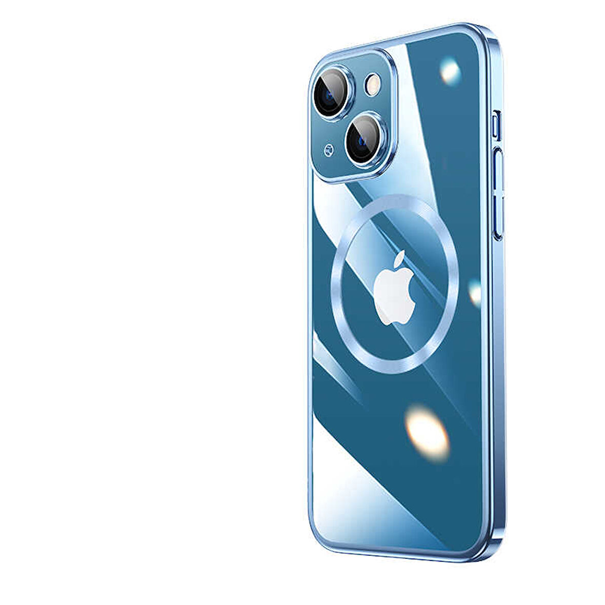 iPhone 14 Plus Uyumlu Wireless Şarj Özellikli Sert PC Zore Riksos Magsafe Kılıf-Mavi