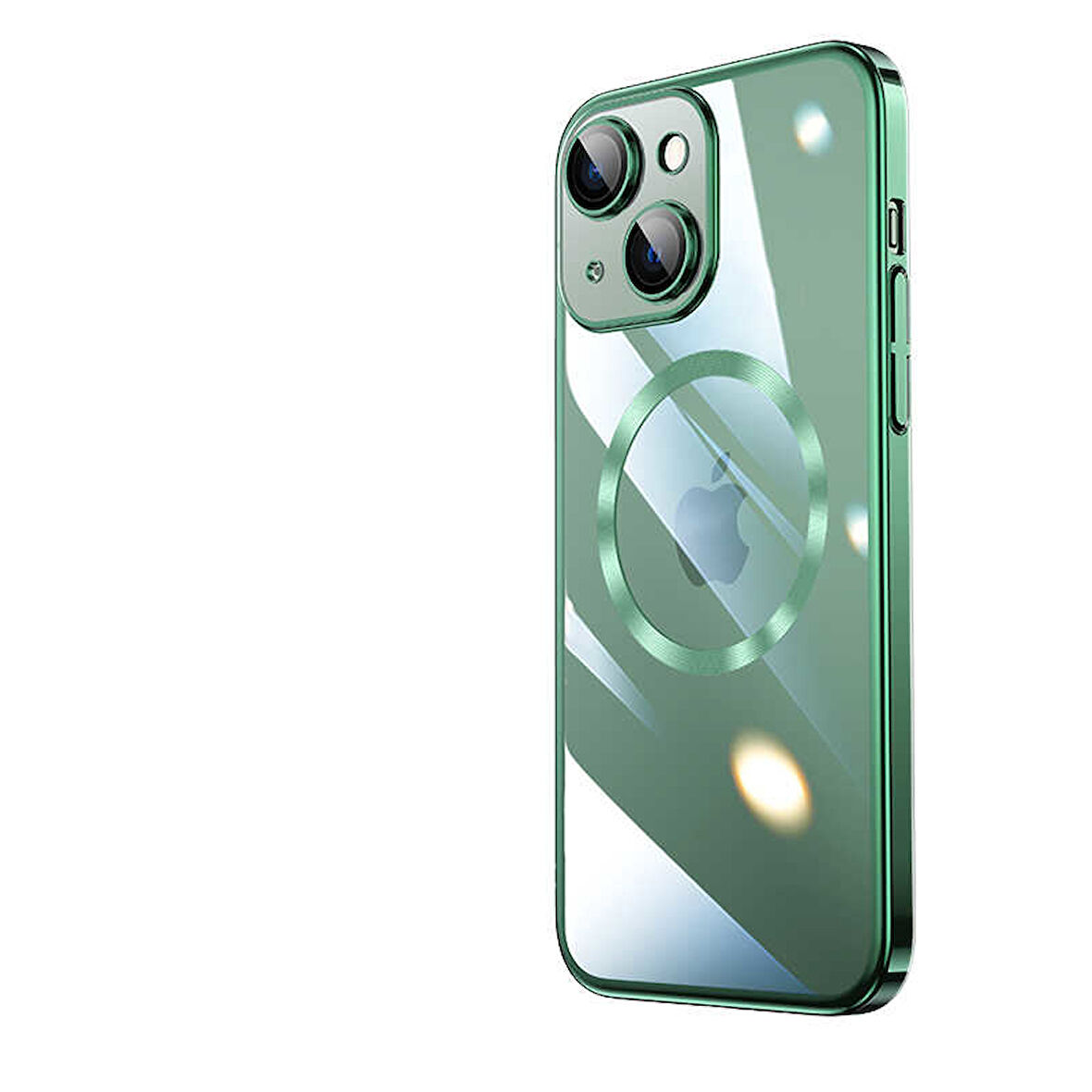 iPhone 14 Plus Uyumlu Wireless Şarj Özellikli Sert PC Zore Riksos Magsafe Kılıf-Koyu Yeşil