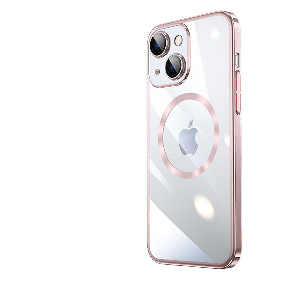 iPhone 13 Uyumlu Wireless Şarj Özellikli Sert PC Zore Riksos Magsafe Kılıf-Rose Gold