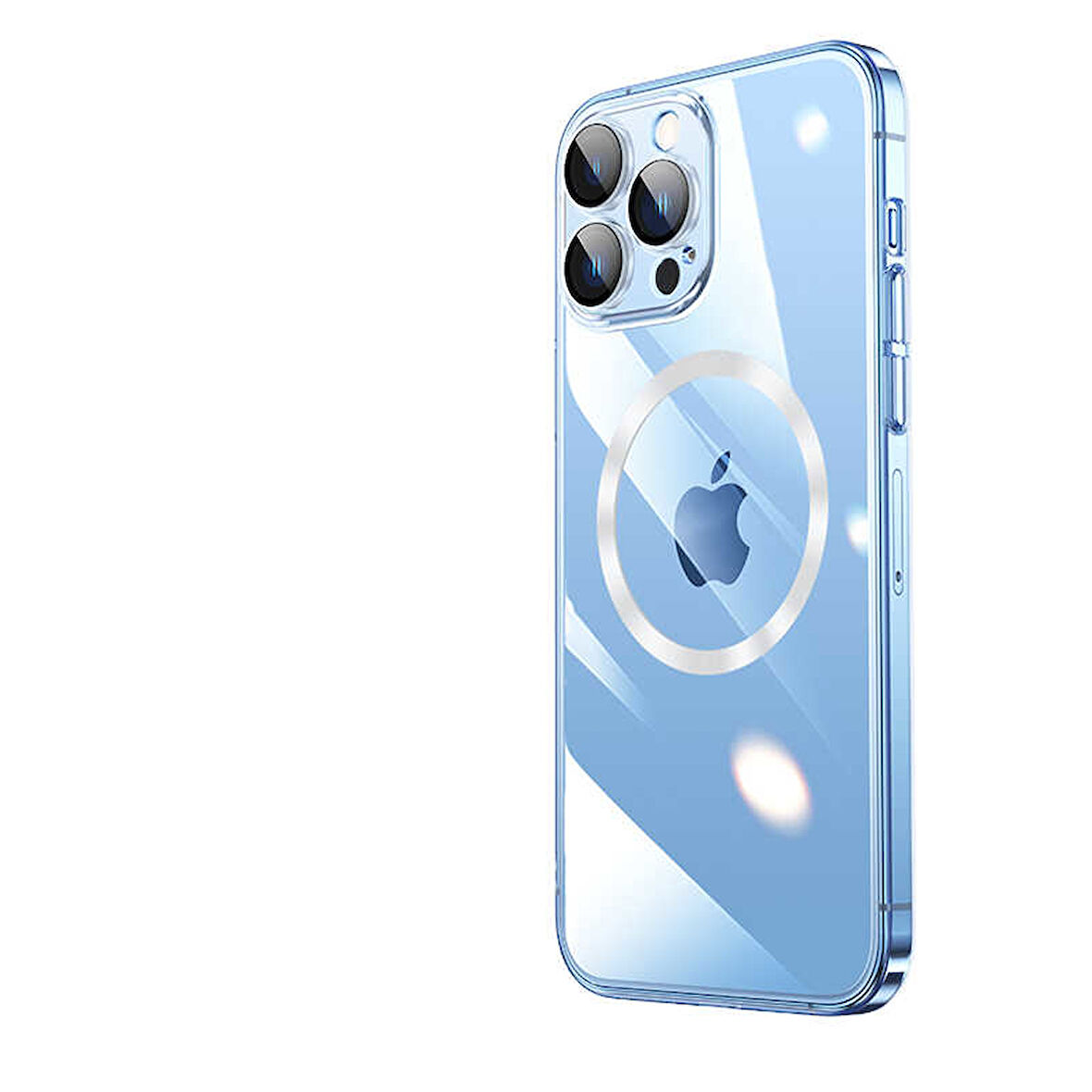 Apple iPhone 13 Pro Max Kılıf Wireless Şarj Özellikli Sert PC Zore Riksos Magsafe Kapak-Renksiz