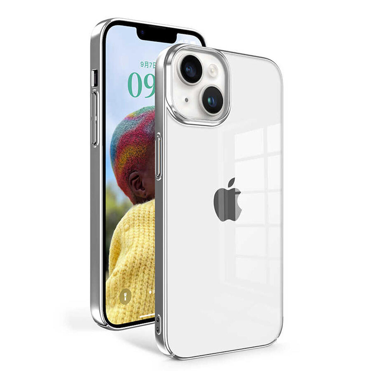 iPhone 14 Uyumlu Zore Sun Kapak-Gümüş