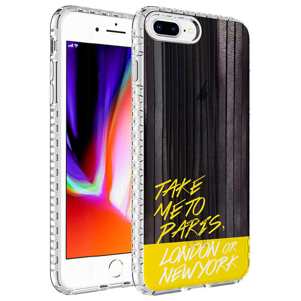iPhone 8 Plus Uyumlu Airbag Kenarlı Renkli Desenli Silikon Zore Elegans Kapak-NO3