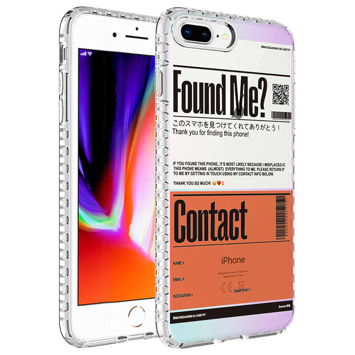 iPhone 8 Plus Uyumlu Airbag Kenarlı Renkli Desenli Silikon Zore Elegans Kapak-NO6