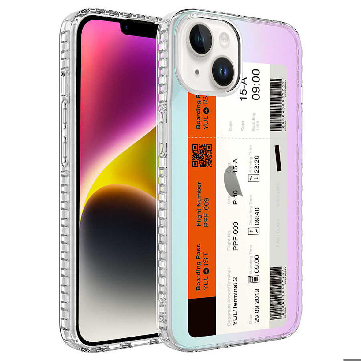 iPhone 13 Uyumlu Airbag Kenarlı Renkli Desenli Silikon Zore Elegans Kapak-NO1