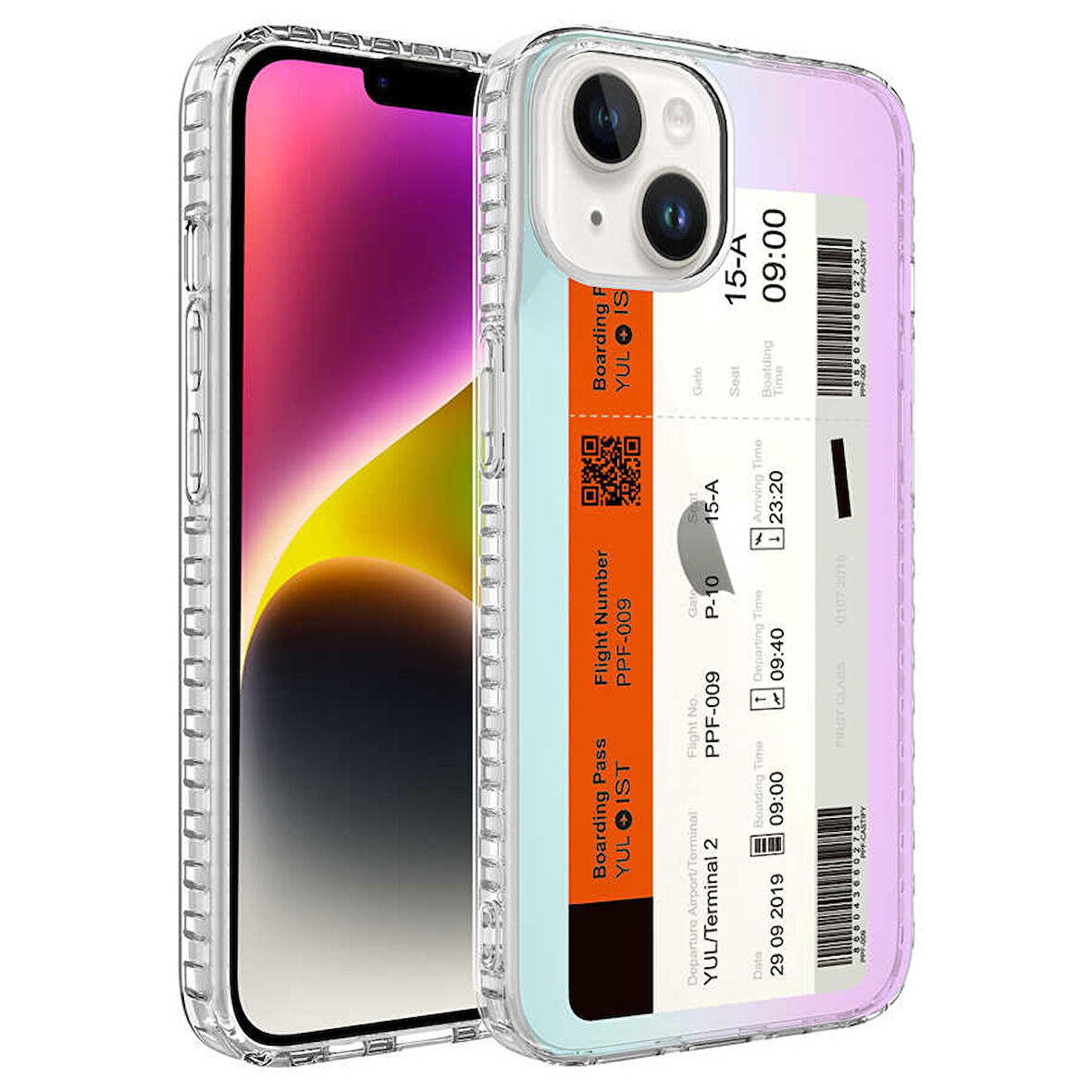 iPhone 13 Uyumlu AirBag Kenarlı Renkli Desenli Silikon Zore Elegans Kılıf-NO1