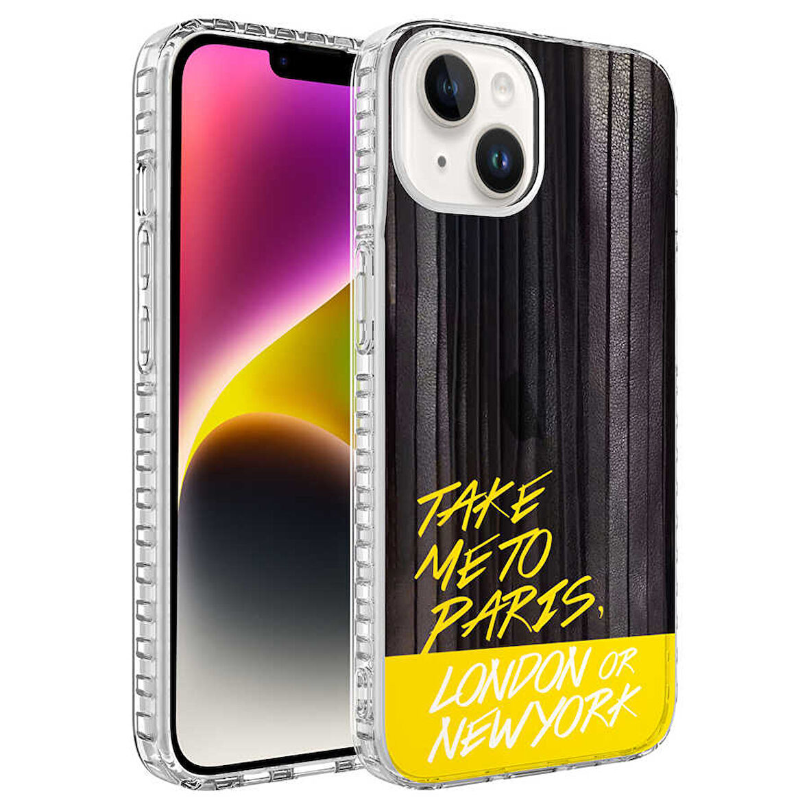 iPhone 14 Uyumlu AirBag Kenarlı Renkli Desenli Silikon Zore Elegans Kılıf-NO3